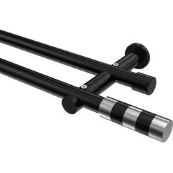 GARDINENSTANGE Platon Mavell 420 cm (geteilt in 3 x 140 cm), 2-läufig (ohne Ringe), 20 mm Ø Schwarz