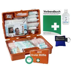 WM-Teamsport Erste-Hilfe-Koffer Erste-Hilfe Koffer M2 PLUS DIN 13157 + Notfallbeatmung & Hygiene-Gel orange