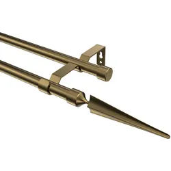 GARDINENSTANGE Olymp Lorenzo 320 cm (geteilt in 2 x 160 cm), 2-läufig (ohne Ringe), 16 mm Ø Messing Antik