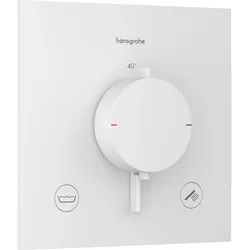 hansgrohe Ecostat Comfort E Thermostat Unterputzmodell für 2 Verbraucher mit integrierter Sicherungskombination, 33716700, Farbe: Mattweiß