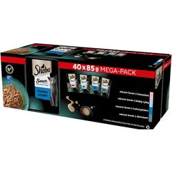 SHEBA Sauce Collection Fischaromen Beutel 40x85 g – Alleinfuttermittel für ausgewachsene Katzen, in Sauce