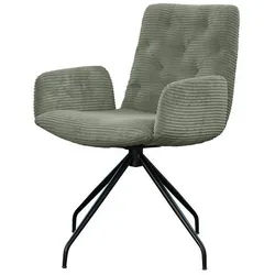 Kawola Drehstuhl NEW Charme Grün Cord , Textil , 59x87x66 cm , Esszimmer, Stühle, Armlehnstühle