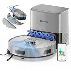 redroad Saugroboter mit Wischfunktion 25KPa Saugkraft/Absaugstation/LiDAR/3200mAh/60dB, 880 W, mit Beutel, Robot Vacuum, saugroboter für hohe türschwellen,APP Steuerung grau