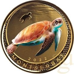 1 Unze Goldmünze EC8 Montserrat - Sea Turtle 2022 - coloriert