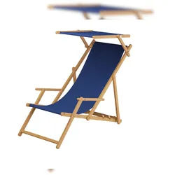 Erst-Holz Gartenstuhl blau Sonnenliege Strandstuhl Sonnendach Kissen Deckchair Buche 10-307 N S KD