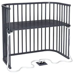 Babybay Beistellbett , Grau , Holz , Buche , vollmassiv , 62x96.50x110 cm , Sprossen im Normabstand, Lattenrost stufenlos höhenverstellbar, zur Sitzbank umbaubar, zum Gitterbett umbaubar, höhenverstellbar, sehr stabil , Babymöbel & Kindermöbel, Babyzimmer, Babybetten, Beistellbetten