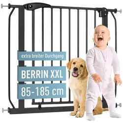 ib style Türschutzgitter Berrin XXL Treppengitter 125-135 cm schwarz, Extra breiter Durchgang, Treppengitter, Ohne Bohren schwarz 125 cm
