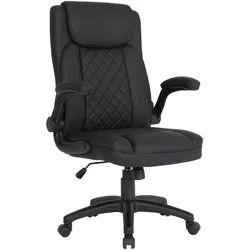 Carryhome Chefsessel , Schwarz , Metall, Kunststoff, Textil , Drehkreuz , 63.5x107.5-117x68 cm , Sitzfläche 360° drehbar , Büromöbel, Bürostühle, Chefsessel