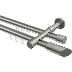 GARDINENSTANGE INNENLAUF Prestige Verano 100 cm, 2-läufig, 20 mm Ø Edelstahl-Optik