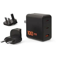 SRGE 100W 3Port 2USB-C - 1USB-A Wall Charger WW Black