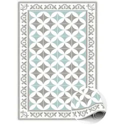 Tulup Vinyl Teppich 140x210 cm Portugiesische Kacheln , Weiß , Kunststoff , Rechteckig , 140x210 cm , Teppiche und Böden, Teppiche, Outdoorteppiche