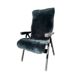 Überwurf Lammfell-Auflage für Garten- und Campingstühle, Sitzauflage, Heitmann Felle, geschorenes Lammfell, warm & kuschelig, perfekt für Garten und Camping grau