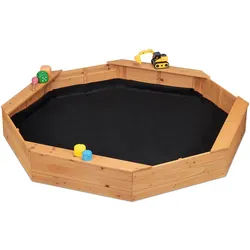 Relaxdays Sandkasten , Hellbraun , Holz, Textil , 160x22.5x160 cm , Outdoor Spielzeug, Sandkästen