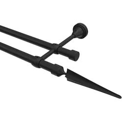 GARDINENSTANGE Primus Lorenzo 320 cm (geteilt in 2 x 160 cm), 2-läufig (ohne Ringe), 16 mm Ø Schwarz