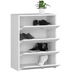 Raumhirsch Furniture Schuhschrank Praktischer Schuhschrank - Ordnung für 18 Paar Schuhe - Schuhkommode Praktischer Schuhschrank mit 4 Fächern für bis zu 18 Paar Schuhe weiß