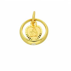 Adelia ́s Kette mit Anhänger Damen 333 Gold Anhänger Taufring mit Zirkonia Ø 10,6 mm, Schmuckset - Set mit Halskette goldfarben