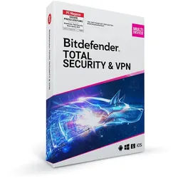 Bitdefender Total Security inkl. Unbegrenztes VPN | 5 Geräte / 1 Jahr
