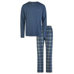 Phil & Co. Schlafanzug Herren pyjama mit Flanell Hose (2 tlg) Modisches Design blau XXL / 56