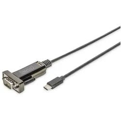 Digitus Digitus USB-C®, Seriell Adapter [1x USB-C® Stecker - 1x RS232-Stecker] USB-Adapter, 100.00 cm schwarz