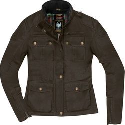 Merlin Buxton II Damen Motorrad Wachsjacke, grün, Größe XL