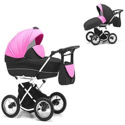 BabyMerc Kombi-Kinderwagen Sorento 2 in 1 inkl. Sportsitz und umfangreichen Zubehör in 17 Farben rosa|schwarz