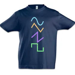 Urban Backwoods Print-Shirt Waves Kinder T-Shirt Synthesizer Electro Techno LFO Musik Music DJ MC (1-tlg) Elektro 90s 80s Attack blau 152/164