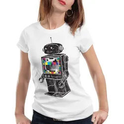 style3 T-Shirt Testbild Roboter TV Monitor the big bang theory sheldon cooper weiß XL