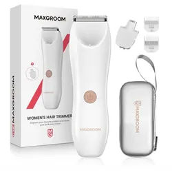 MAXGROOM Multifunktionstrimmer M-9082, Damen Trimmer Set, IPX7 Damen-Trimmer mit LED-Licht und Keramikklingen weiß