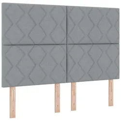 vidaXL Bett LED Kopfteil Hellgrau 160 cm Stoff (1-tlg) grau