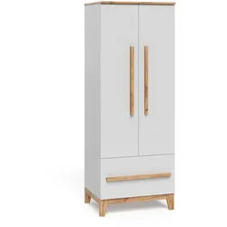 VitaliSpa Kinderkleiderschrank Malia Weiß/Artisan 70 x 186.8 cm , Weiß, Eiche Artisan , Holzwerkstoff , Rechteckig , 70x186.8x53.4 cm , Babymöbel & Kindermöbel, Babyzimmer, Babykleiderschränke