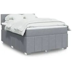 vidaXL Boxspringbett, Boxspringbett mit Matratze Hellgrau 160x200 cm Stoff
