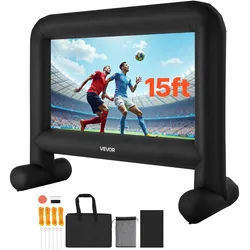 VEVOR aufblasbare Filmleinwand Projektion Beamer Leinwand aus 600D, Projektionsleinwand mit tragbarer Aufbewahrungstasche, 16:9, Filmprojektion für Heimkino Mottoparty Poolspaß (354 x 130 x 290 cm)