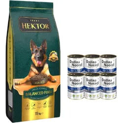 HEKTOR BALANCED Erwachsene 15kg + Dolina Noteci Premium Kabeljau mit Brokkoli 6x400g