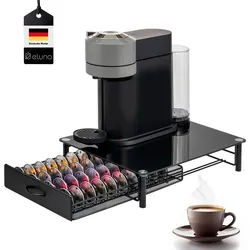 eluno Glas-Kapselhalter, für Nespresso, schwarz , Schwarz , Metall , 33.5x9x41 cm , Küchen, Küchenmöbel