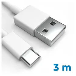 Justcom Huawei P9 Plus USB-Kabel, USB-C, USB-A (300 cm), Schnellladekabel, Datenkabel, Handy, Tablet weiß
