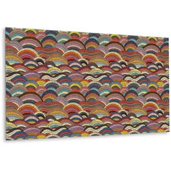 Tulup Wandpaneel 100 x 50 cm Patchwork-Wellen , Multicolor, Dunkelrot , Textil , 100x1.6x50 cm , Bilder & Rahmen, Bilder, Dekopaneele