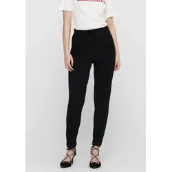 Jogger Pants ONLY "ONLPOPTRASH – Joggerhose mit Tunnelzugbund und Stretch", Damen, Gr. S (36), Länge 34, schwarz, Milano Rib, Obermaterial: 63% Viskose (LENZINGTM ECOVEROTM), 32% Nylon, 5% Elasthan, gerade, unten schmal knöchellang, Hosen, casual, Milano Rib, regular fit, Viskosemischung
