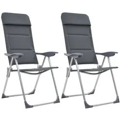 vidaXL Campingstuhl Campingstuhl 2 Stk. Grau 58 x 69 x 111 cm Aluminium (2 St) grau