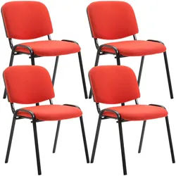 CLP Besucherstuhl 4er Set Stoff rot , Rot , Metall , 53x83x53 cm , Büromöbel, Bürostühle, Besucherstühle