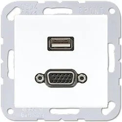Jung Multimedia-Einsatz USB / VGA (alpinweiß)