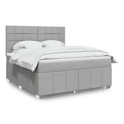 vidaXL Boxspringbett, Boxspringbett mit Matratze Hellgrau 180x200 cm Stoff