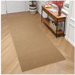 Tapiso Läufer MONO, rechteckig, Höhe: 6 mm, Kurzflor Indoor Outdoor UV-beständig Einfarbig Modern Design beige 70 cm x 370 cm x 6 mm