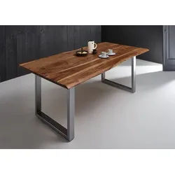 SAM® Baumkantentisch Lucy, Akazienholz, echte Baumkante, Metallgestell U-Form, bis 3,20 Meter braun 200 cm x 75 cm x 100 cm