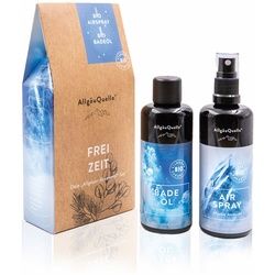 AllgäuQuelle Bio Geschenk-Set mit Bio-Öle, Raumspray Badeöl, Eukalyptus, Salbei, Minze und Cajeput Flaschen 200 ml