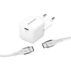 Intenso Power Adapter W30C GaN + C315C Kabel 1,5m weiß 1x USB-C, Output: max. 30 Watt, GaN-Technologie