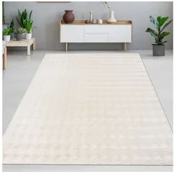 Carpetia Hochflor-Teppich Teppich Wohnzimmerteppich flauschig 3D-Effekt mit Bubbleform in weiß, rechteckig weiß
