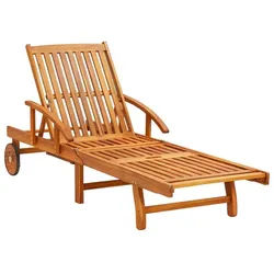 vidaXL Gartenliege, Sonnenliegen 2 Stk. mit Tisch und Auflagen Massivholz Akazie