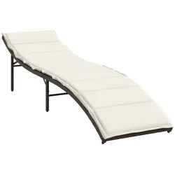 vidaXL Gartenliege, Sonnenliege mit Kissen Braun 55x199x50 cm Poly Rattan