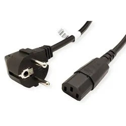 BACHMANN Netzkabel, gerade IEC-Buchse, H05VV-f 3G 1,5mm2, schwarz, 2 m