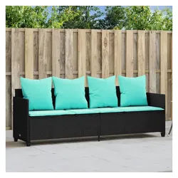vidaXL Gartenliege, Sonnenliege mit Kissen Schwarz Poly Rattan